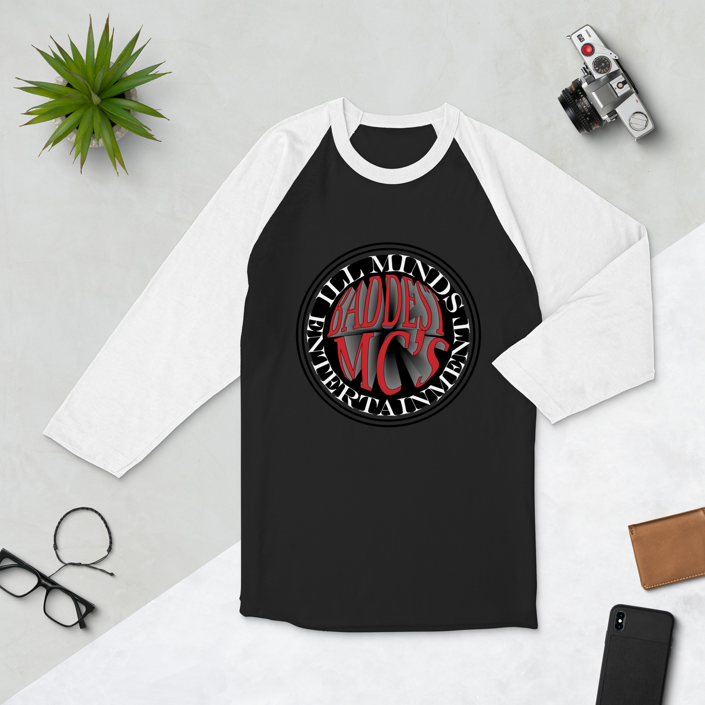 iLL Minds - Baddest MC's 3D - 3/4 Sleeve Raglan Shirt – Hip-Hop Streetwear
