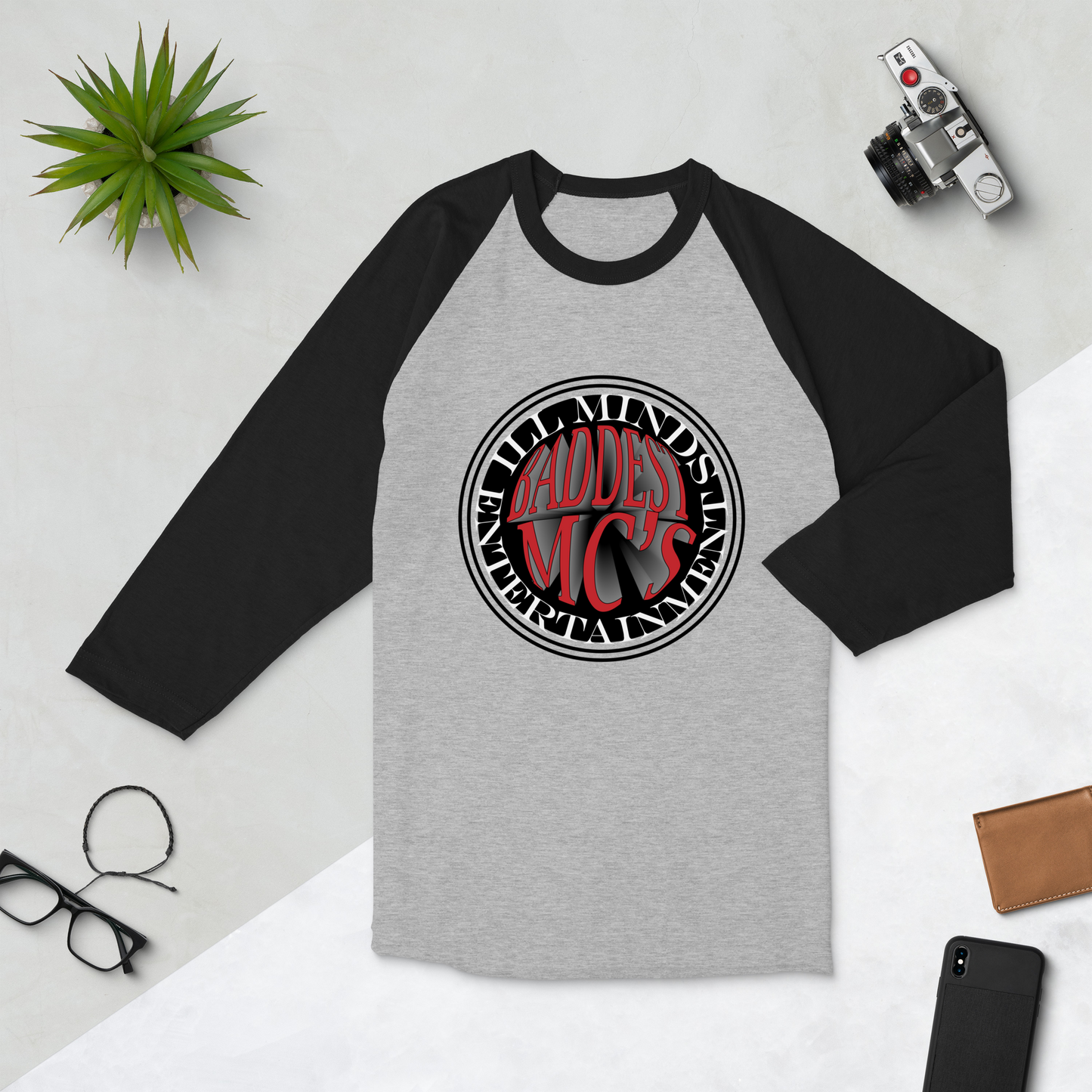 iLL Minds - Baddest MC's 3D - 3/4 Sleeve Raglan Shirt – Hip-Hop Streetwear