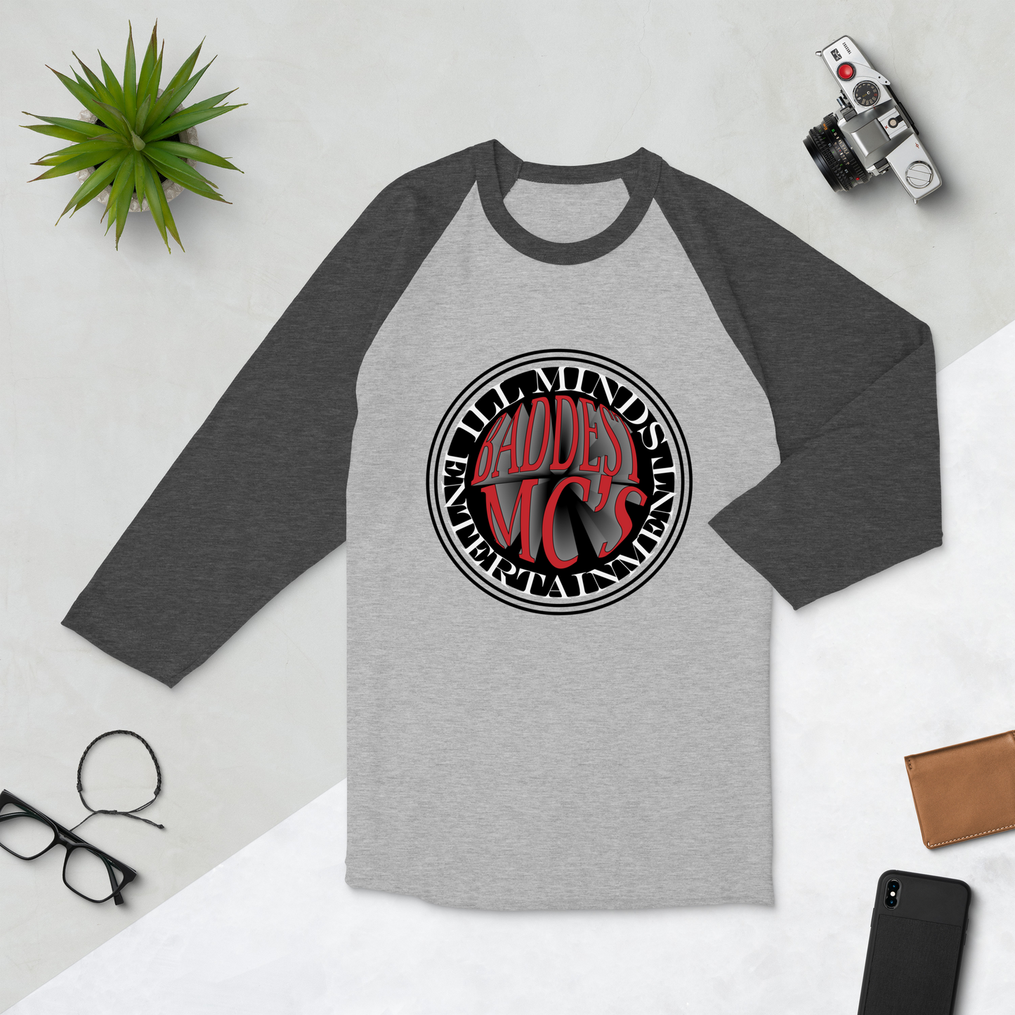 iLL Minds - Baddest MC's 3D - 3/4 Sleeve Raglan Shirt – Hip-Hop Streetwear