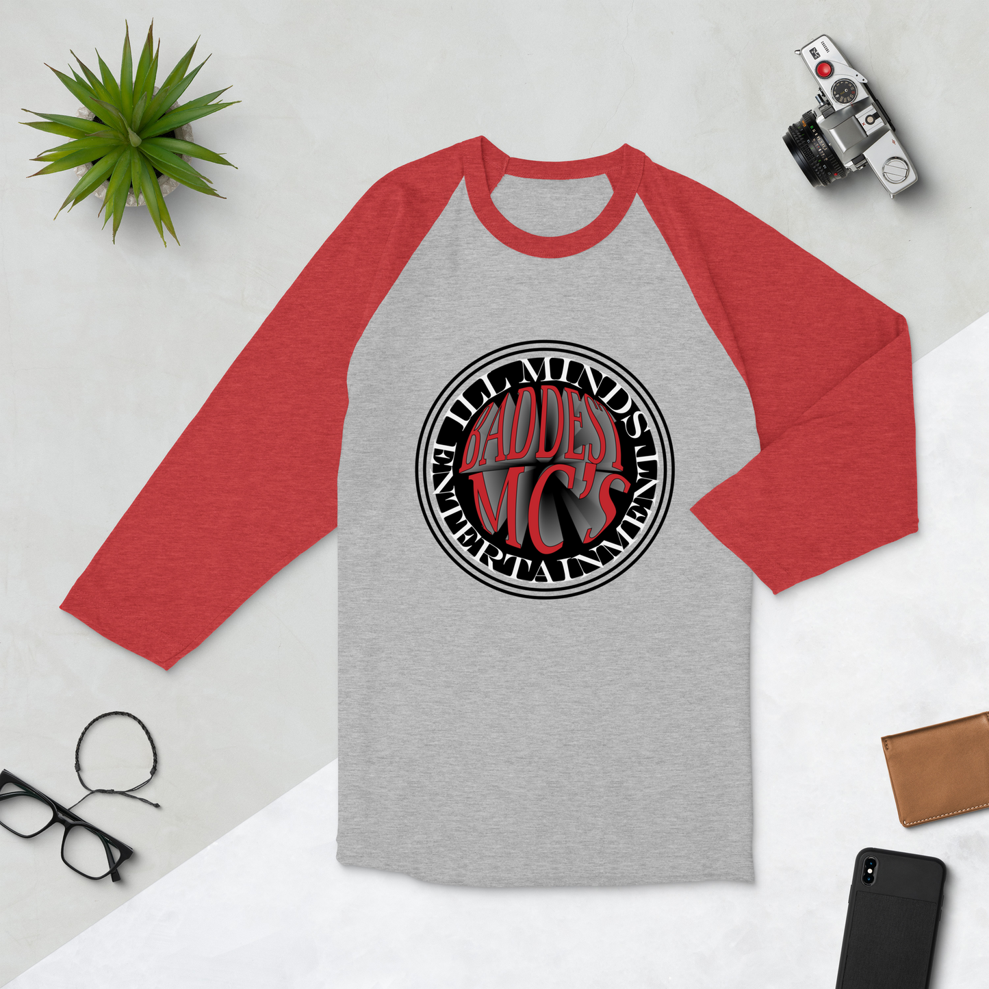 iLL Minds - Baddest MC's 3D - 3/4 Sleeve Raglan Shirt – Hip-Hop Streetwear