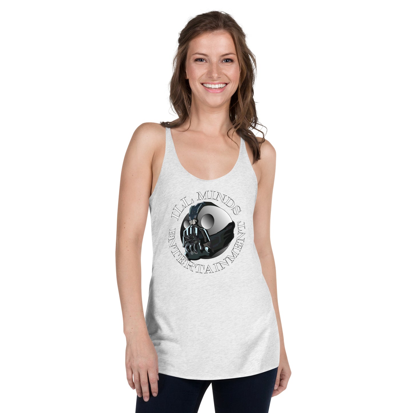 iLL Minds - Robo Entertainment Women's Racerback Tank Top | Soft & Lightweight Streetwear | Hip-Hop, Rap & Rock Apparel | Trendy & Edgy Design