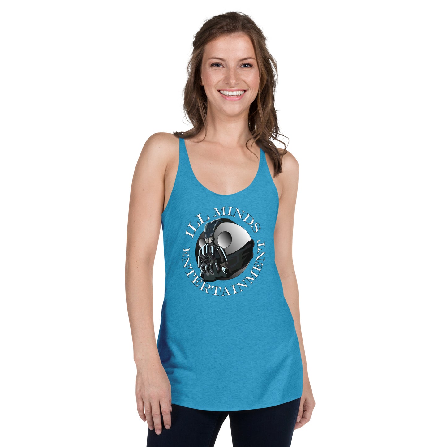 iLL Minds - Robo Entertainment Women's Racerback Tank Top | Soft & Lightweight Streetwear | Hip-Hop, Rap & Rock Apparel | Trendy & Edgy Design