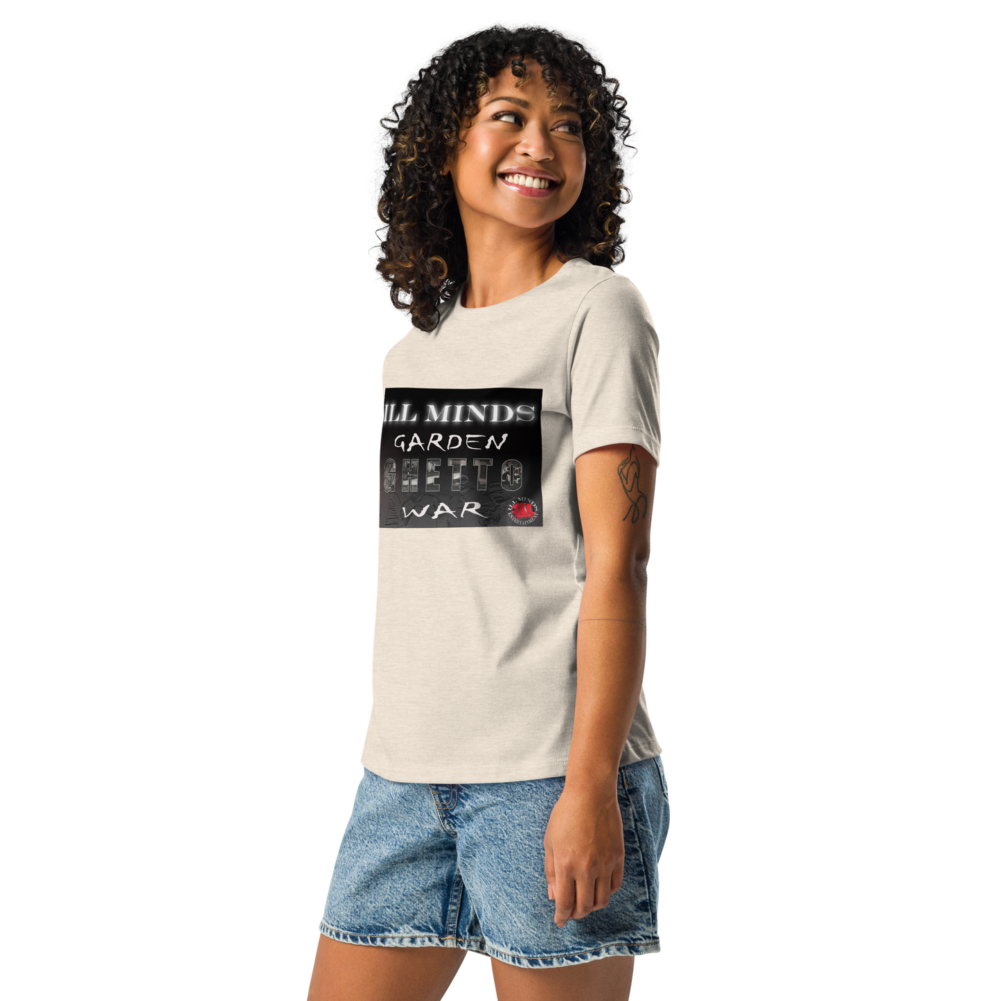 iLL Minds - Garden Ghetto War Women's Relaxed T-Shirt | Soft & Comfortable Everyday Tee | Urban Streetwear Fashion