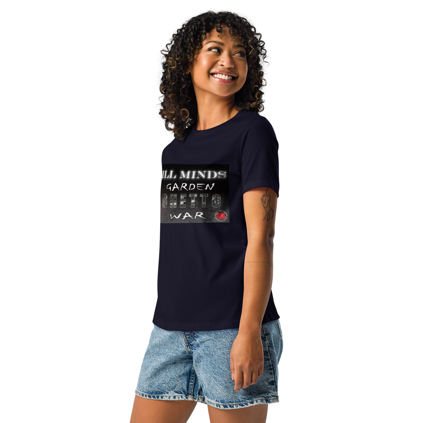 iLL Minds - Garden Ghetto War Women's Relaxed T-Shirt | Soft & Comfortable Everyday Tee | Urban Streetwear Fashion