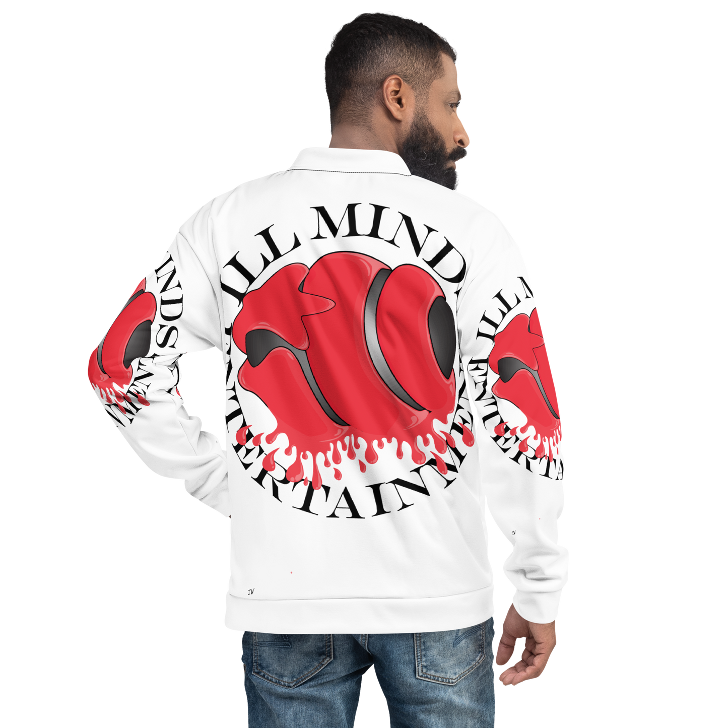 iLL Minds - Entertainment Red Drip Unisex Bomber Jacket | Bold Streetwear Statement