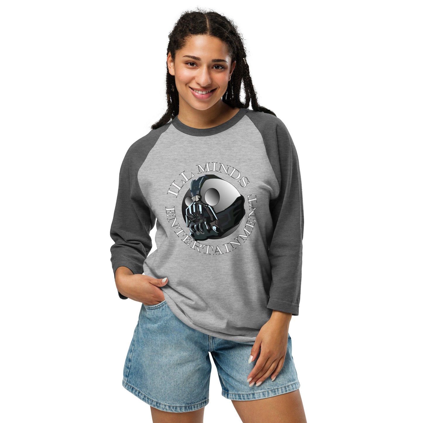 iLL Minds Entertainment Robo ¾ Sleeve Raglan Shirt – Unisex Hip-Hop Baseball Tee