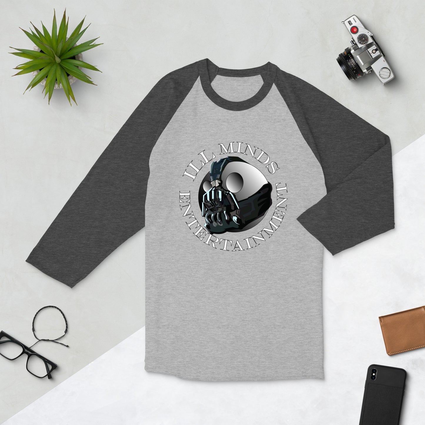 iLL Minds Entertainment Robo ¾ Sleeve Raglan Shirt – Unisex Hip-Hop Baseball Tee