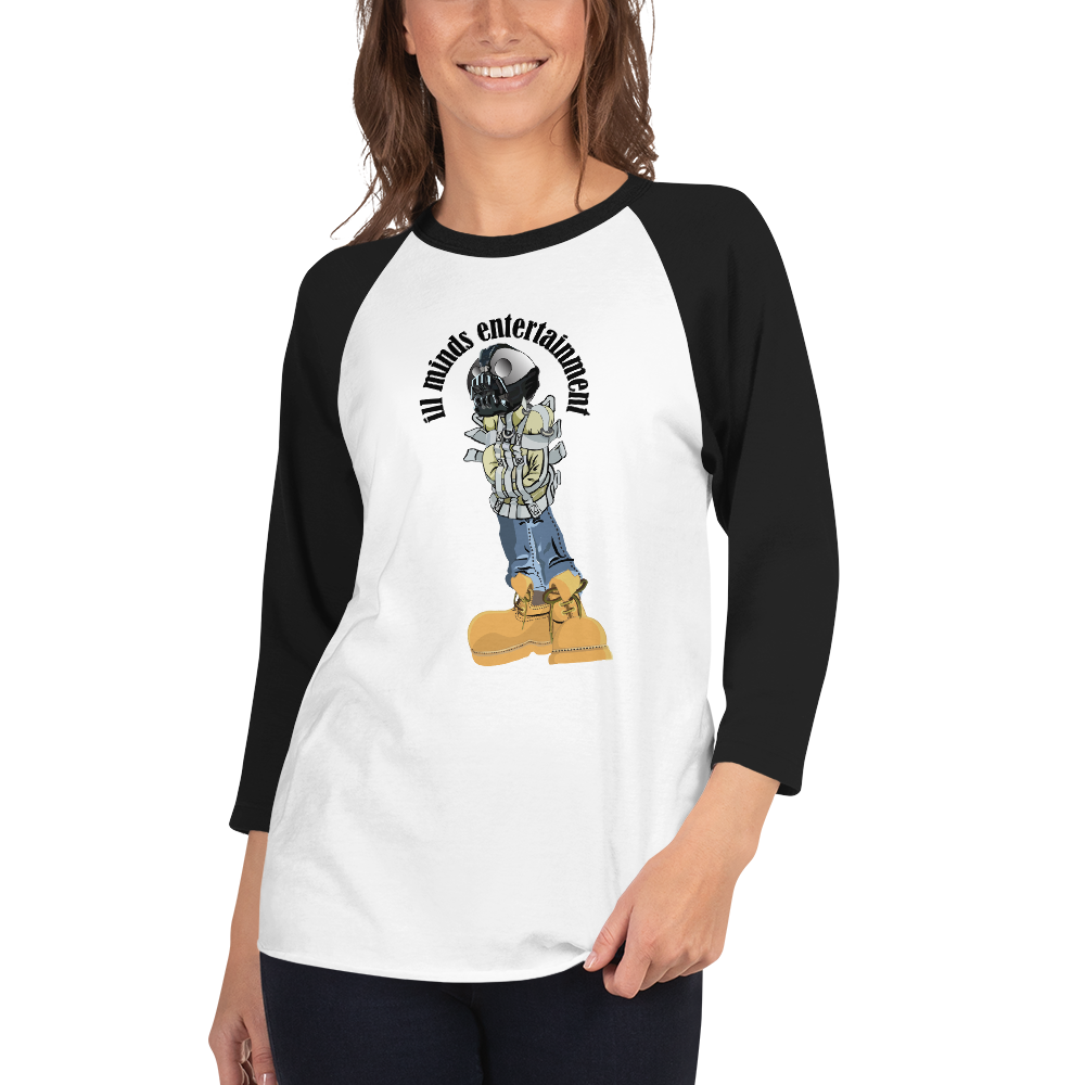 iLL Minds - Robo Man - Unisex 3/4 Sleeve Raglan Shirt – Hip-Hop Streetwear Baseball Tee