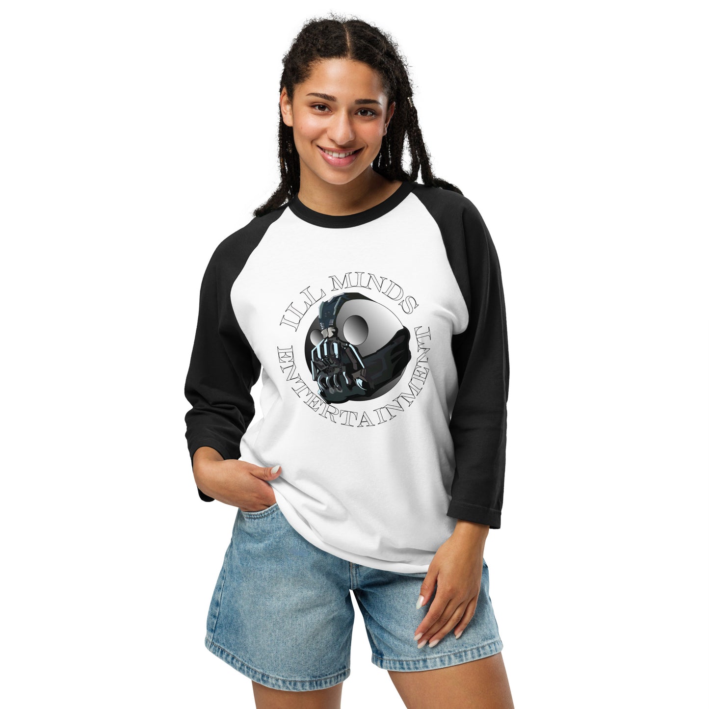 iLL Minds Entertainment Robo ¾ Sleeve Raglan Shirt – Unisex Hip-Hop Baseball Tee