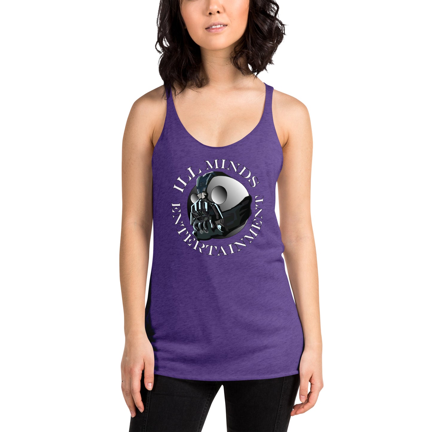 iLL Minds - Robo Entertainment Women's Racerback Tank Top | Soft & Lightweight Streetwear | Hip-Hop, Rap & Rock Apparel | Trendy & Edgy Design
