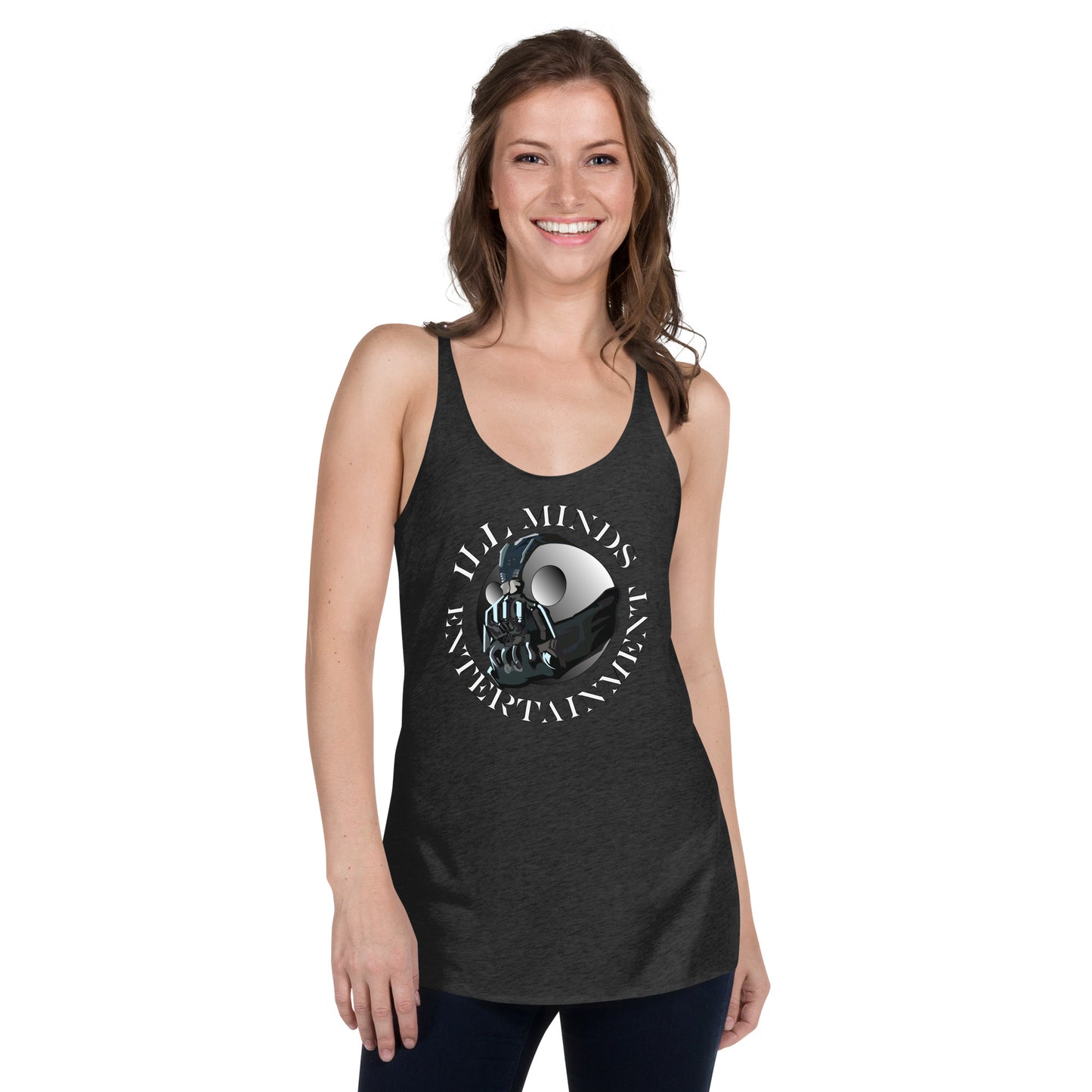 iLL Minds - Robo Entertainment Women's Racerback Tank Top | Soft & Lightweight Streetwear | Hip-Hop, Rap & Rock Apparel | Trendy & Edgy Design