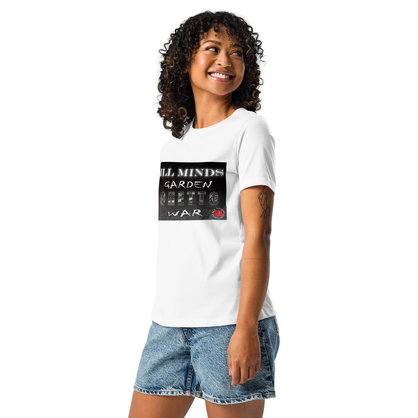 iLL Minds - Garden Ghetto War Women's Relaxed T-Shirt | Soft & Comfortable Everyday Tee | Urban Streetwear Fashion
